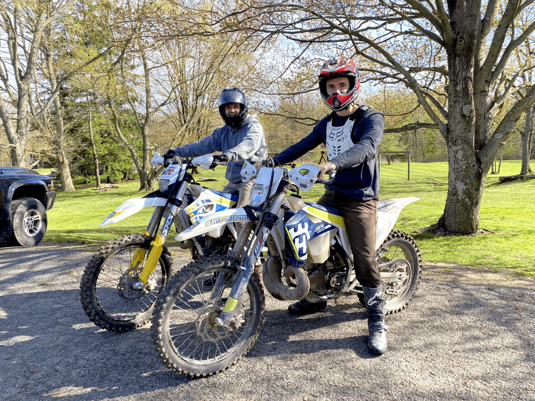 My brother and I on dirt bikes